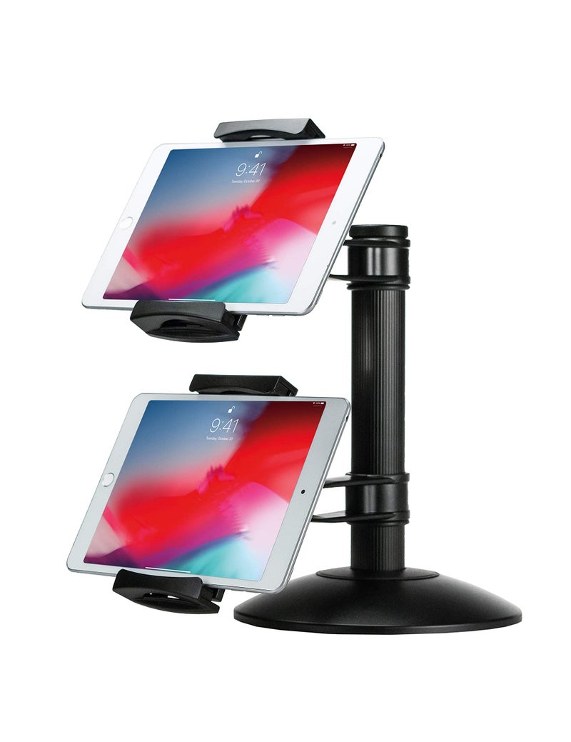 CTA Digital Dual Tablet Mount - CTA Quick-Connect Dual Tablet Mount with Height-Adjustable Arms for iPad Air 1-4, and Tablets up to 10â€ in Length (PAD-QC2M) - Image 1